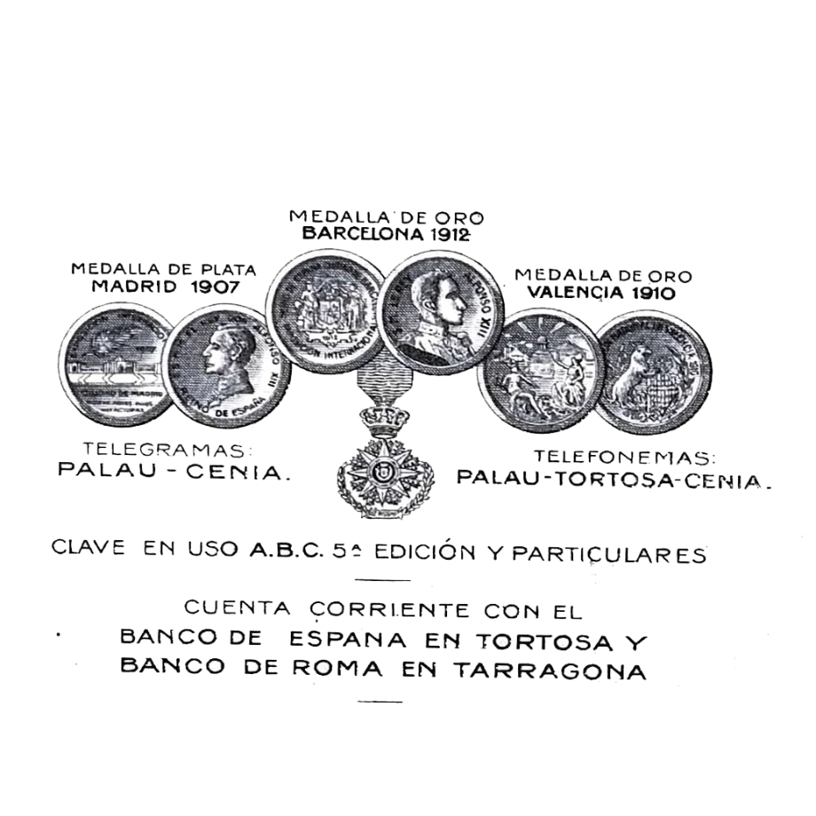 Membrete antiguo de Palau con las medallas de Madrid 1907, Valencia 1910 y Barcelona 1912